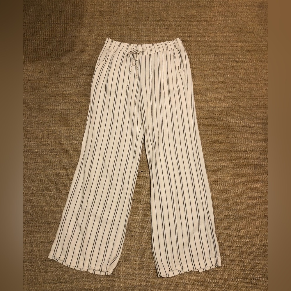 blue rain wide legged linen pants